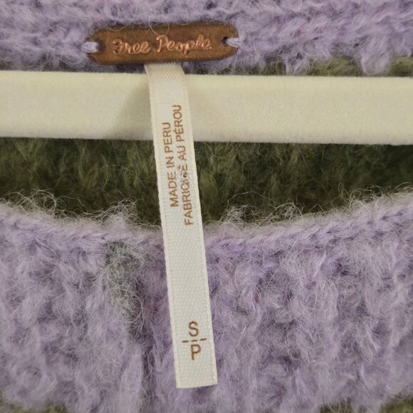 Free People See The Rainbow Alpaca Boxy Oversized Sweater Size S - Picture 9 of 10